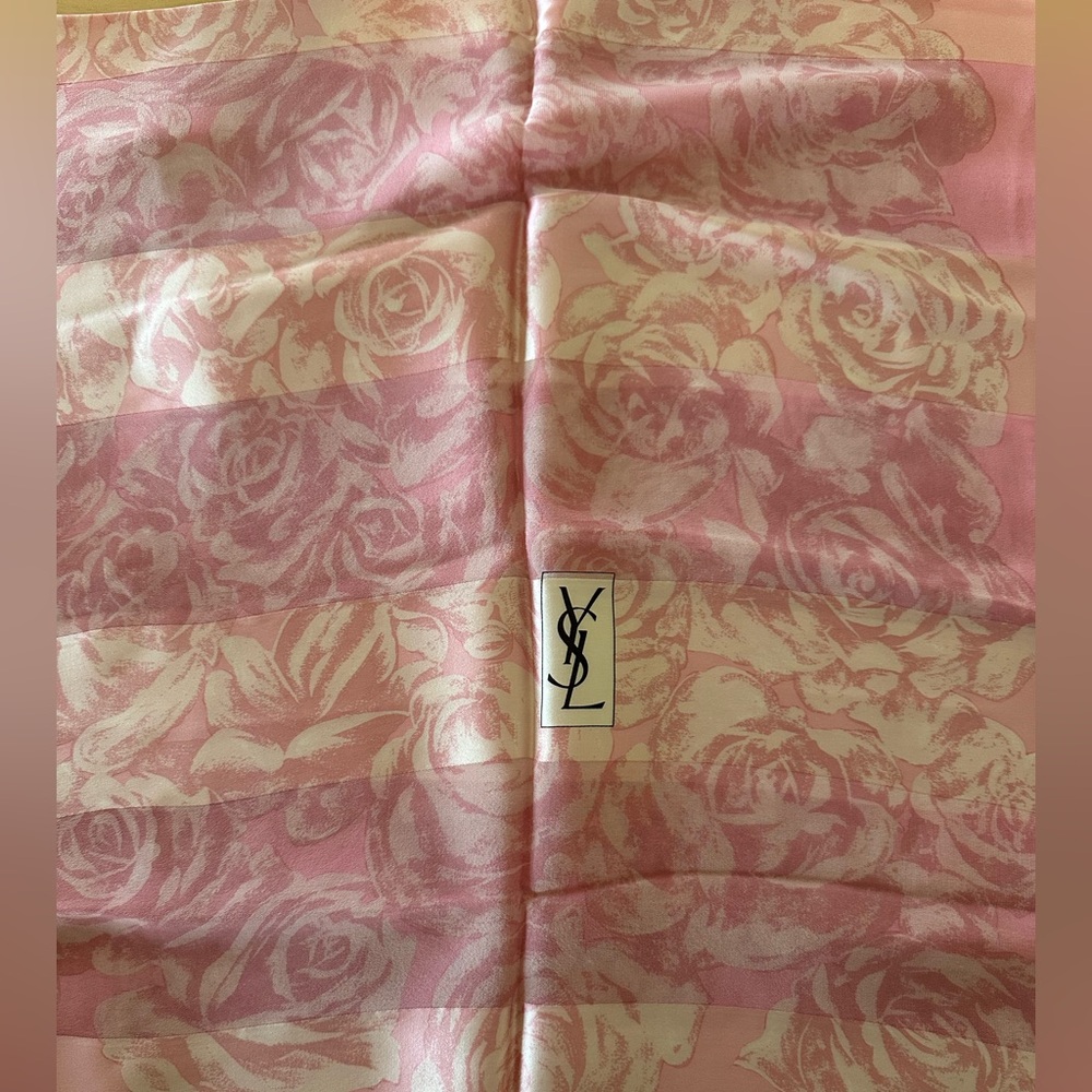 Vintage YSL Pink Floral Scarf